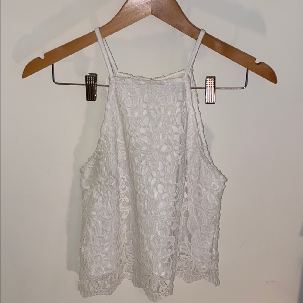 White Lacy Halter Tank